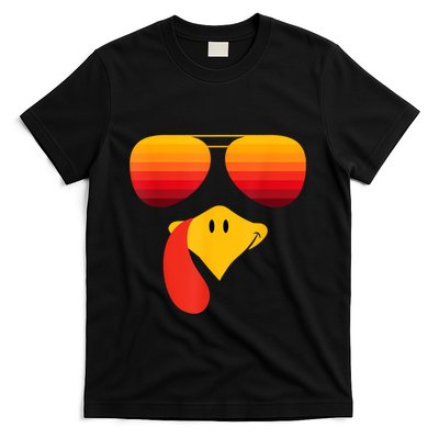 Funny Thanksgiving Turkey Face With Sunglasses T-Shirt