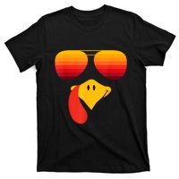 Funny Thanksgiving Turkey Face With Sunglasses T-Shirt