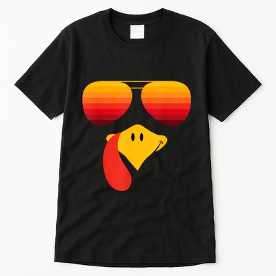 Funny Thanksgiving Turkey Face With Sunglasses Tall T-Shirt