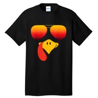 Funny Thanksgiving Turkey Face With Sunglasses Tall T-Shirt