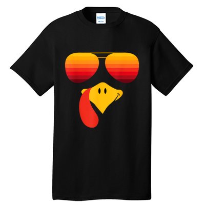 Funny Thanksgiving Turkey Face With Sunglasses Tall T-Shirt