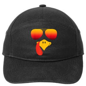 Funny Thanksgiving Turkey Face With Sunglasses 7-Panel Snapback Hat