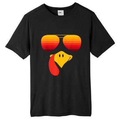 Funny Thanksgiving Turkey Face With Sunglasses Tall Fusion ChromaSoft Performance T-Shirt