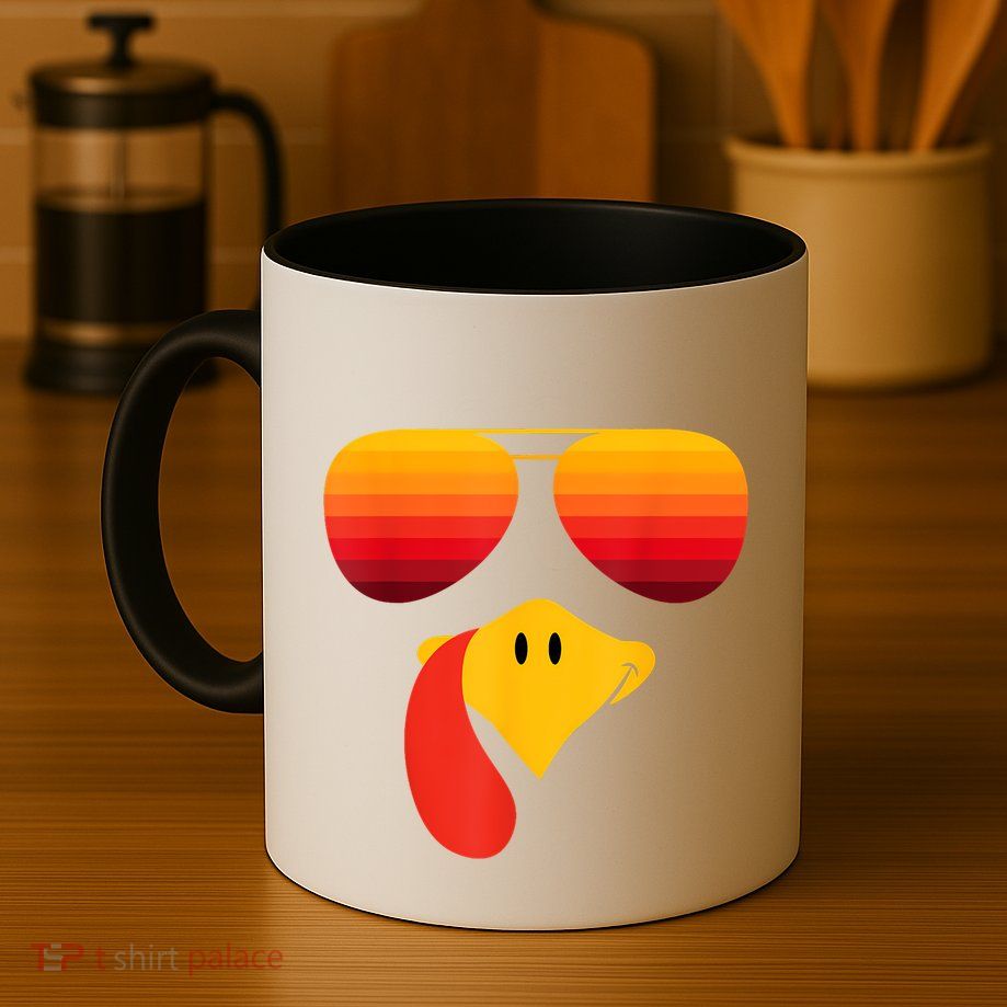Funny Thanksgiving Turkey Face With Sunglasses Mug