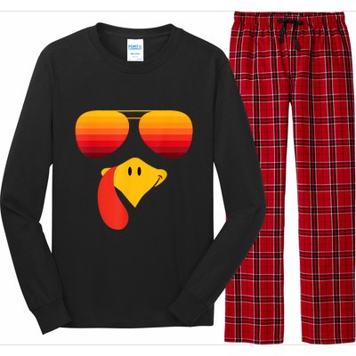 Funny Thanksgiving Turkey Face With Sunglasses Long Sleeve Pajama Set