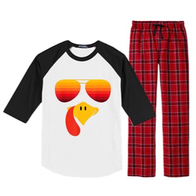 Funny Thanksgiving Turkey Face With Sunglasses Raglan Sleeve Pajama Set