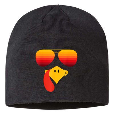 Funny Thanksgiving Turkey Face With Sunglasses Sustainable Beanie