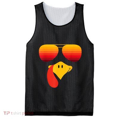 Funny Thanksgiving Turkey Face With Sunglasses Mesh Reversible Basketball Jersey Tank