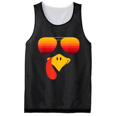 Funny Thanksgiving Turkey Face With Sunglasses Mesh Reversible Basketball Jersey Tank