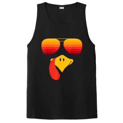 Funny Thanksgiving Turkey Face With Sunglasses PosiCharge Competitor Tank