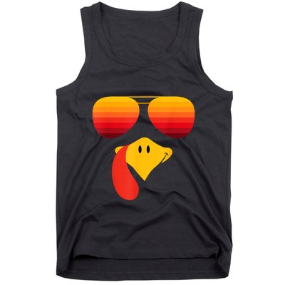 Funny Thanksgiving Turkey Face With Sunglasses Tank Top
