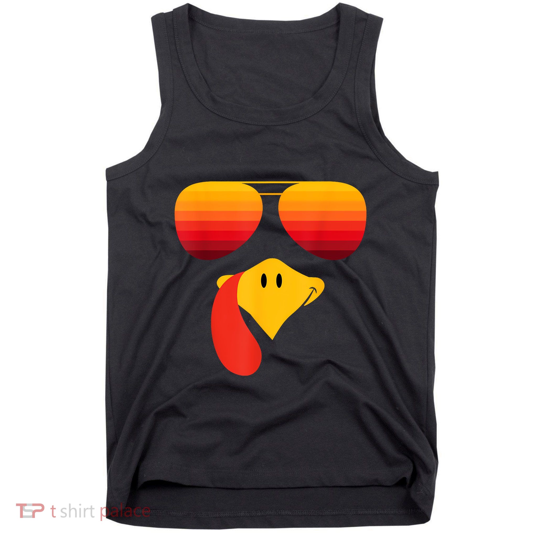 Funny Thanksgiving Turkey Face With Sunglasses Tank Top