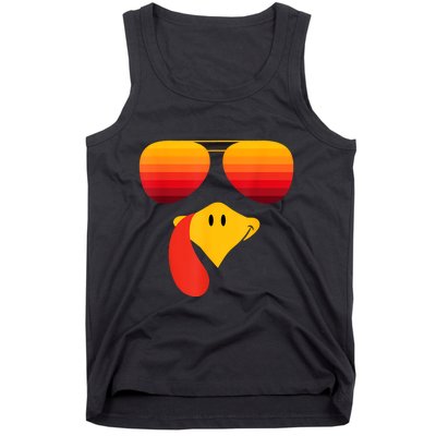 Funny Thanksgiving Turkey Face With Sunglasses Tank Top