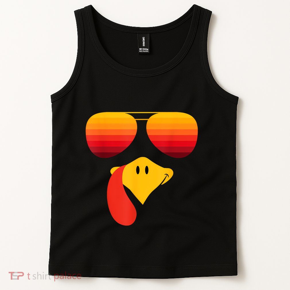 Funny Thanksgiving Turkey Face With Sunglasses Tank Top
