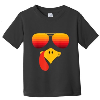 Funny Thanksgiving Turkey Face With Sunglasses Toddler T-Shirt