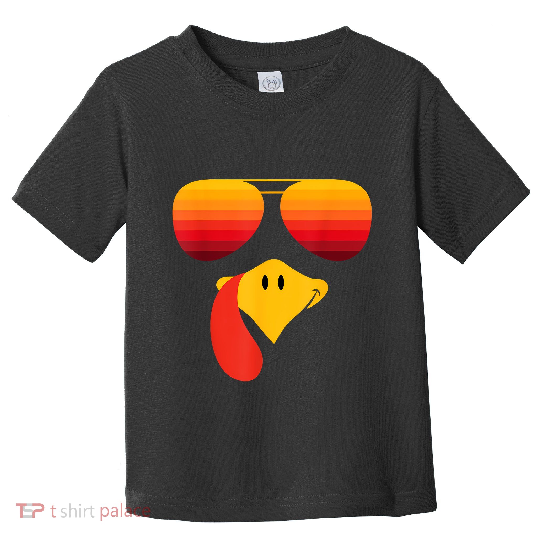 Funny Thanksgiving Turkey Face With Sunglasses Toddler T-Shirt