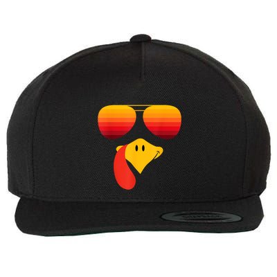 Funny Thanksgiving Turkey Face With Sunglasses Wool Snapback Cap