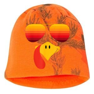 Funny Thanksgiving Turkey Face With Sunglasses Kati - Camo Knit Beanie