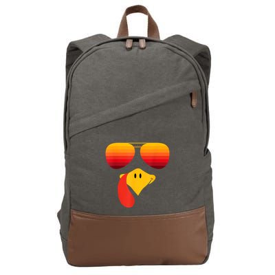 Funny Thanksgiving Turkey Face With Sunglasses Cotton Canvas Backpack