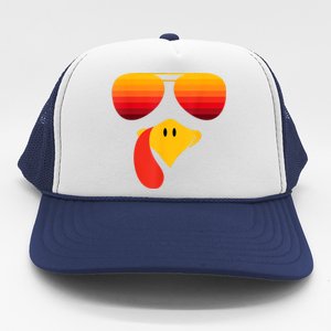 Funny Thanksgiving Turkey Face With Sunglasses Trucker Hat