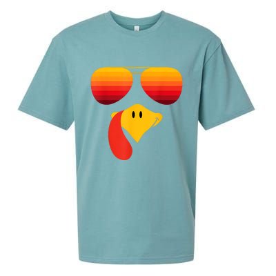 Funny Thanksgiving Turkey Face With Sunglasses Sueded Cloud Jersey T-Shirt