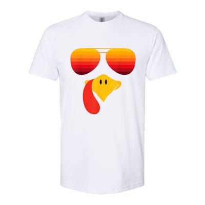 Funny Thanksgiving Turkey Face With Sunglasses Softstyle CVC T-Shirt