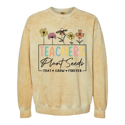 Flower Teacher Teachers Plant Seeds That Grow Forever (1) Colorblast Crewneck Sweatshirt