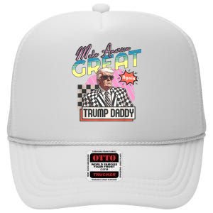 Funny Trump Take America Back Daddys Home Trump Pink 2024 High Crown Mesh Back Trucker Hat