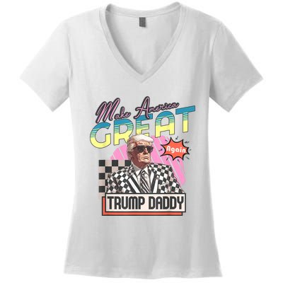 Funny Trump Take America Back Daddys Home Trump Pink 2024 Women's V-Neck T-Shirt