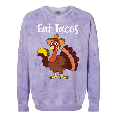 Funny Thanksgiving Turkey Day Eat Tacos Colorblast Crewneck Sweatshirt