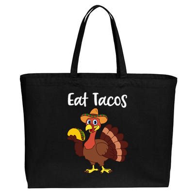 Funny Thanksgiving Turkey Day Eat Tacos Cotton Canvas Jumbo Tote