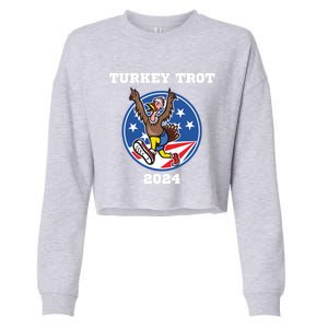 Funny Turkey Trot American Flag Thanksgiving 2024 Gift Cropped Pullover Crew