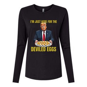 Funny Trump Thanksgiving IM Just Here For The Deviled Eggs Womens Cotton Relaxed Long Sleeve T-Shirt