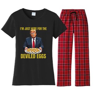 Funny Trump Thanksgiving IM Just Here For The Deviled Eggs Women's Flannel Pajama Set