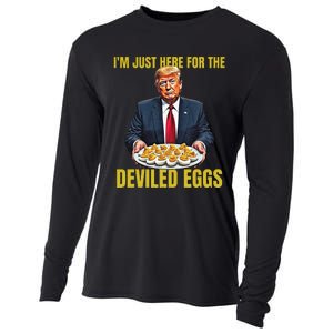 Funny Trump Thanksgiving IM Just Here For The Deviled Eggs Cooling Performance Long Sleeve Crew