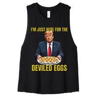 Funny Trump Thanksgiving IM Just Here For The Deviled Eggs Women's Racerback Cropped Tank