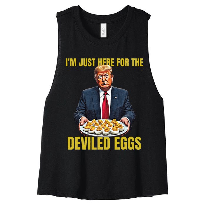 Funny Trump Thanksgiving IM Just Here For The Deviled Eggs Women's Racerback Cropped Tank