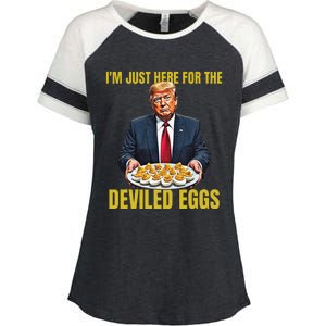 Funny Trump Thanksgiving IM Just Here For The Deviled Eggs Enza Ladies Jersey Colorblock Tee