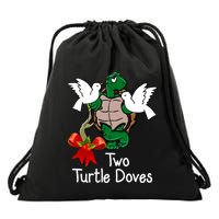 Funny Two Turtle Doves Twelve Days Of Christmas Drawstring Bag