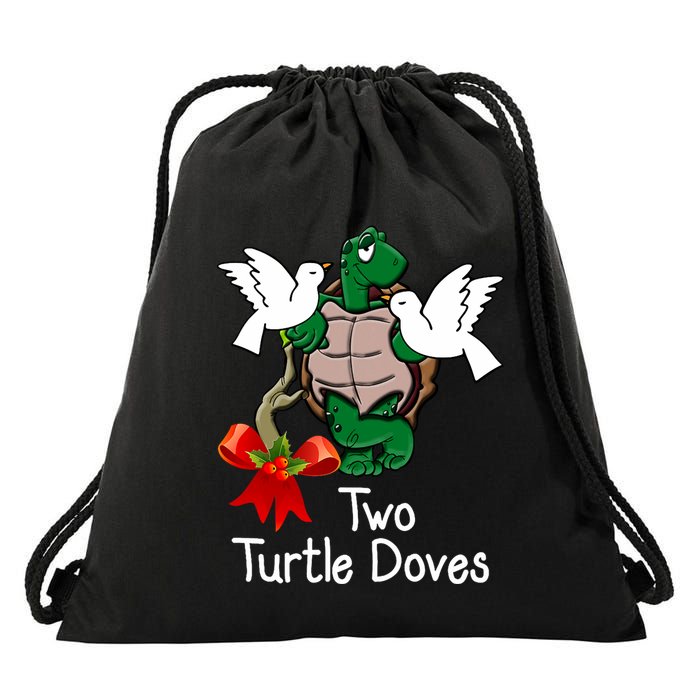 Funny Two Turtle Doves Twelve Days Of Christmas Drawstring Bag