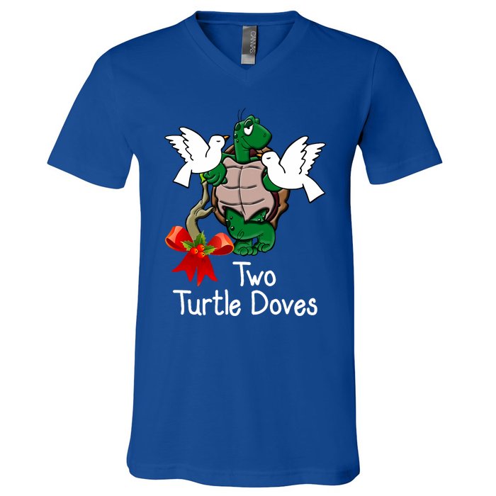 Funny Two Turtle Doves Twelve Days Of Christmas V-Neck T-Shirt