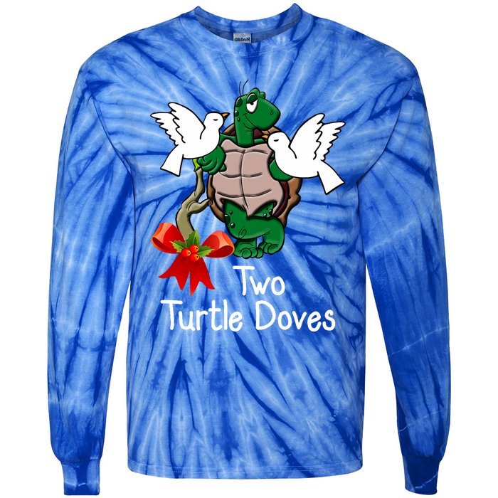 Funny Two Turtle Doves Twelve Days Of Christmas Tie-Dye Long Sleeve Shirt