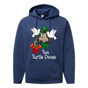 Funny Two Turtle Doves Twelve Days Of Christmas Performance Fleece Hoodie