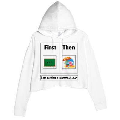 First Teach Then Beach First Teach Then Beach Funny Teacher Crop Fleece Hoodie