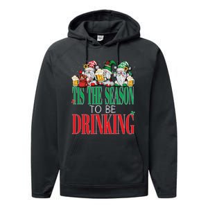 Funny Tis The Season To Be Drinking Christmas New Years Xmas Performance Fleece Hoodie