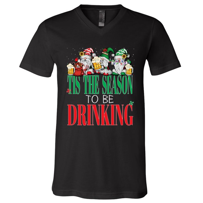 Funny Tis The Season To Be Drinking Christmas New Years Xmas V-Neck T-Shirt