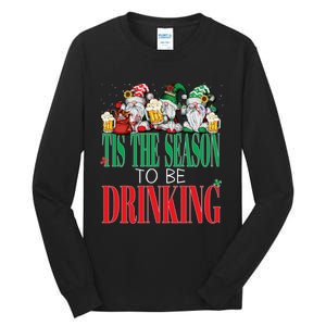 Funny Tis The Season To Be Drinking Christmas New Years Xmas Tall Long Sleeve T-Shirt