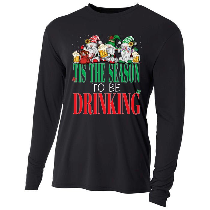 Funny Tis The Season To Be Drinking Christmas New Years Xmas Cooling Performance Long Sleeve Crew