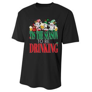 Funny Tis The Season To Be Drinking Christmas New Years Xmas Performance Sprint T-Shirt