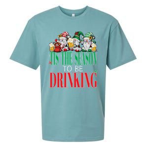 Funny Tis The Season To Be Drinking Christmas New Years Xmas Sueded Cloud Jersey T-Shirt